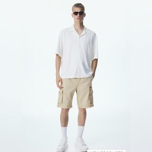 H&M Beige Cargo Shorts for Men